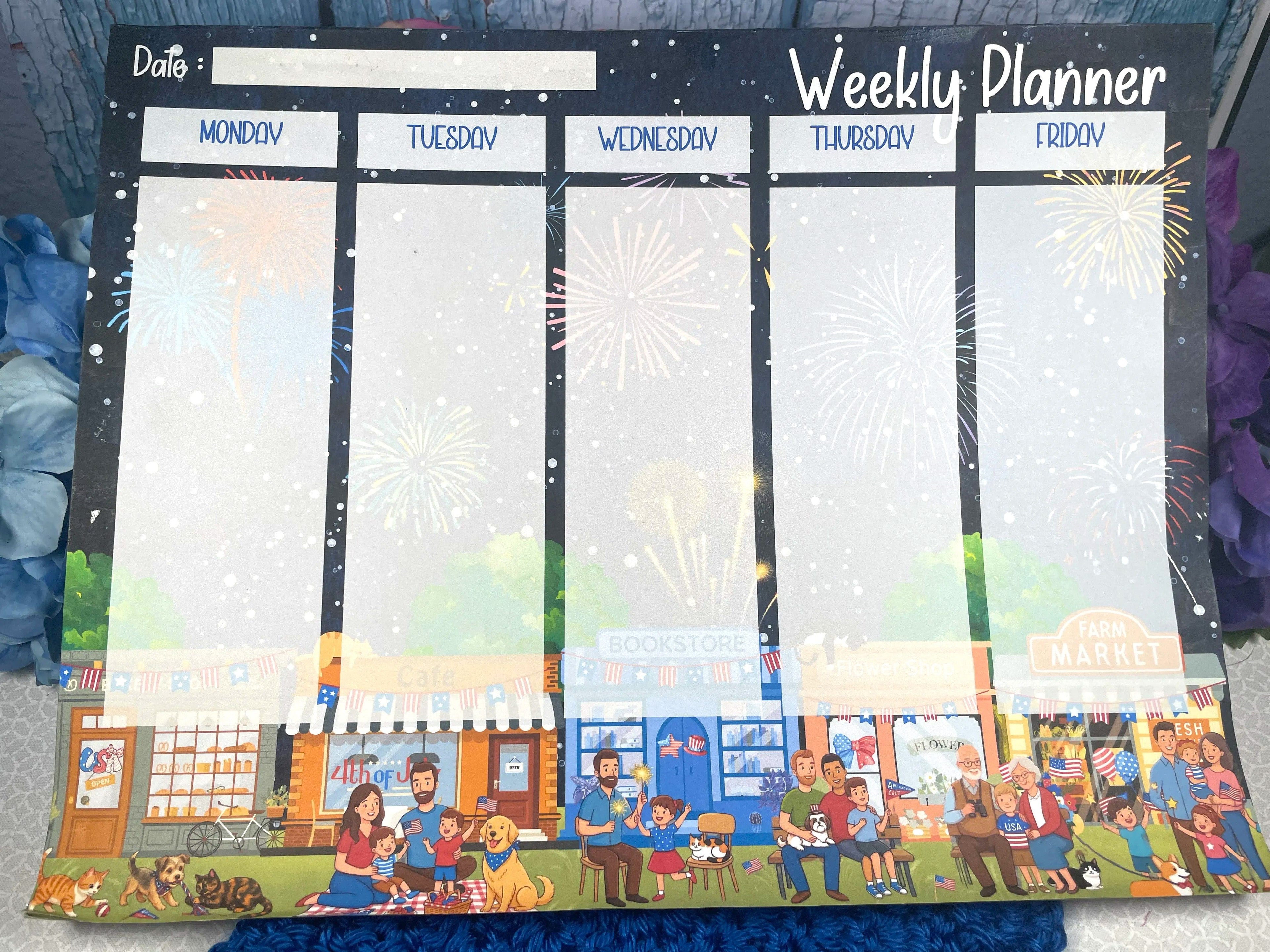 Main Street 4th of July Celebration Weekly Planner Notepad 8.5" x 11" Autumnmist Boutique