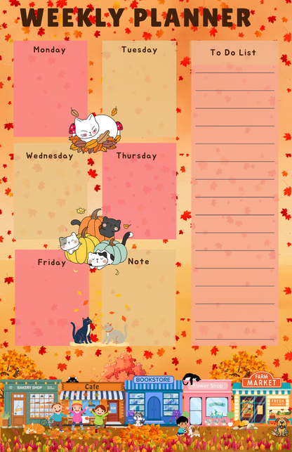 Main Street Fall Weekly Planner Notepad 5.5&quot; x 8.5&quot;