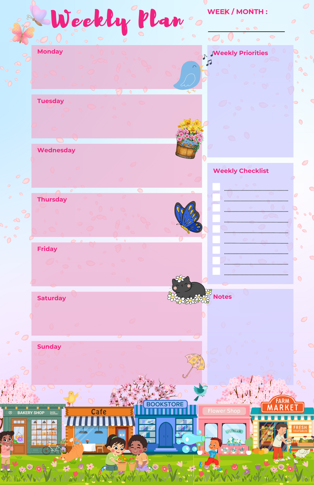 Main Street Spring Weekly Planner Notepad 5.5&quot; x 8.5&quot;