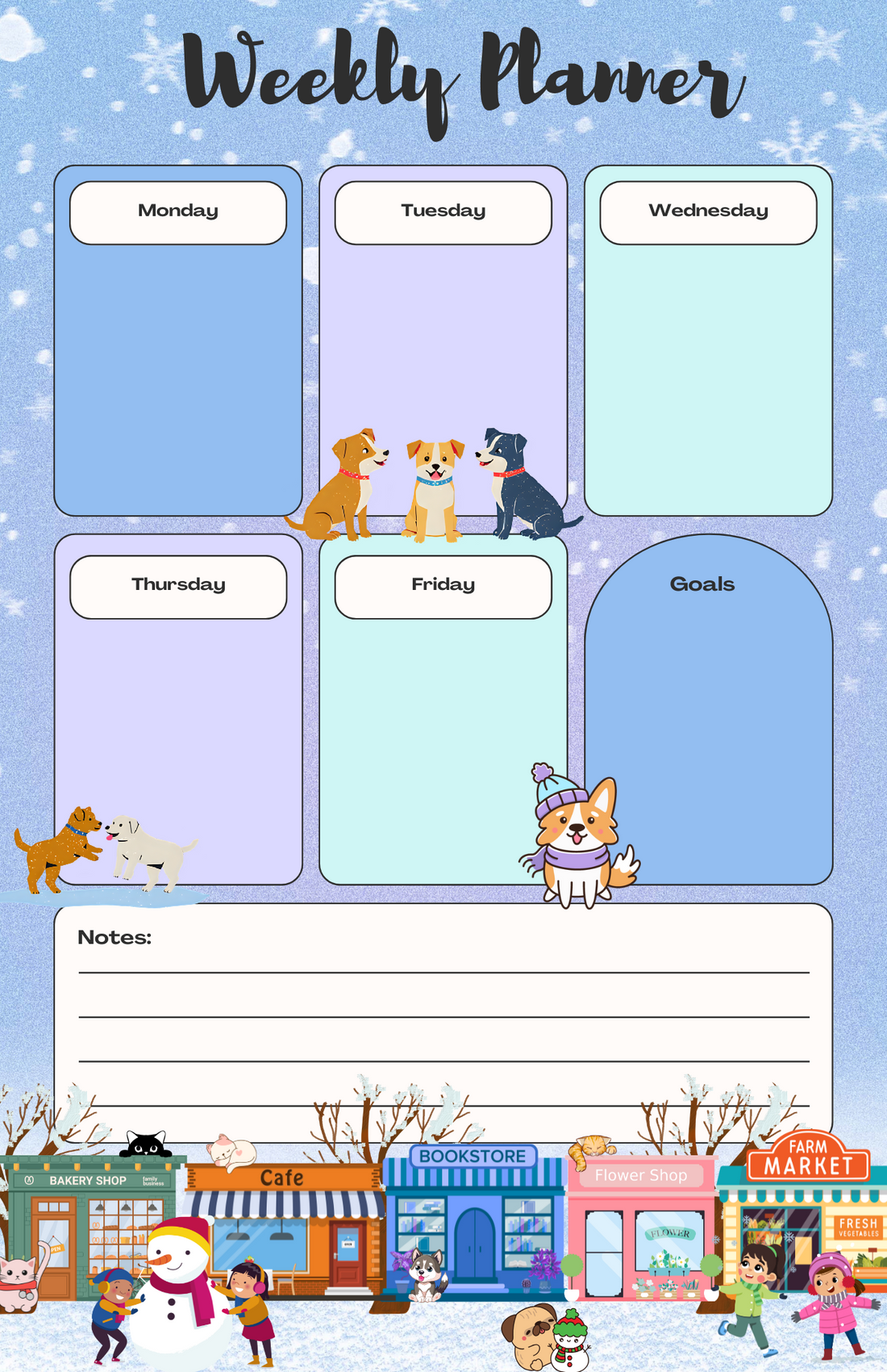 Main Street Winter Weekly Planner Notepad 5.5&quot; x 8.5&quot;