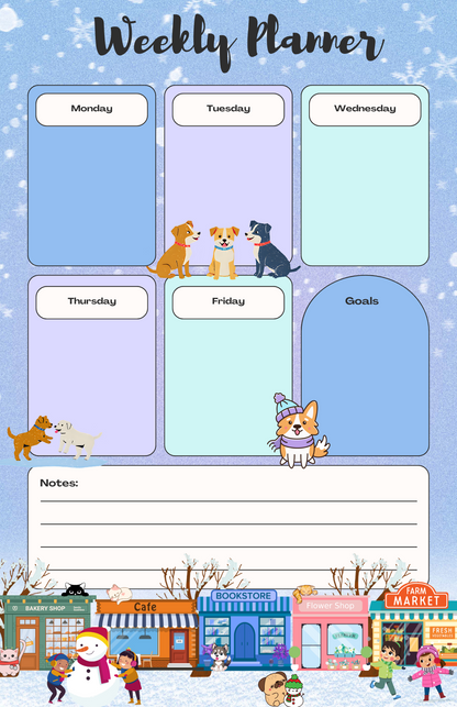 Main Street Winter Weekly Planner Notepad 5.5&quot; x 8.5&quot;