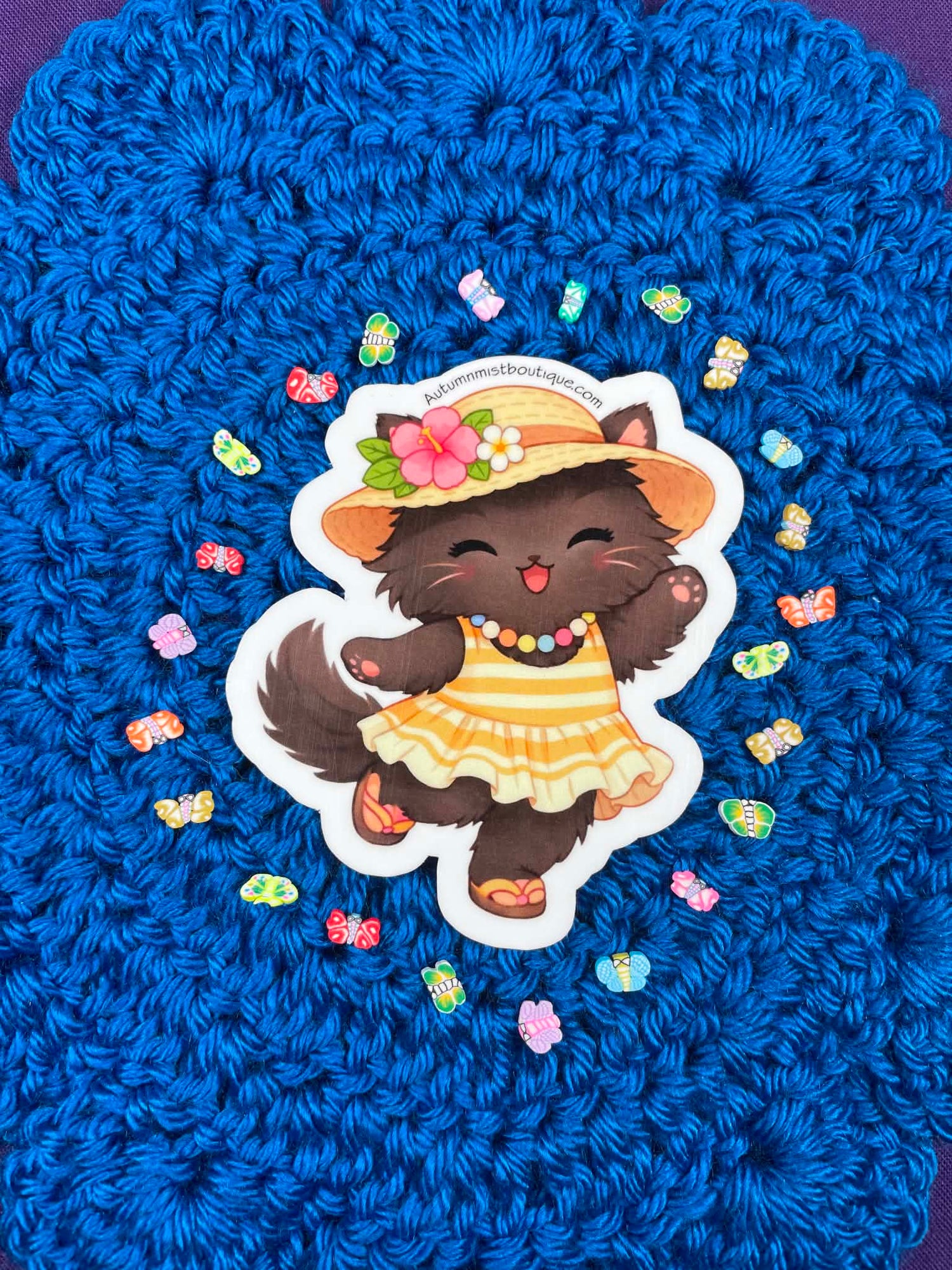 Sun-Kissed Dancing Cat Vinyl Sticker Autumnmist Boutique