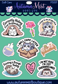 Self Care Vinyl Sticker Sheet Autumnmist Boutique