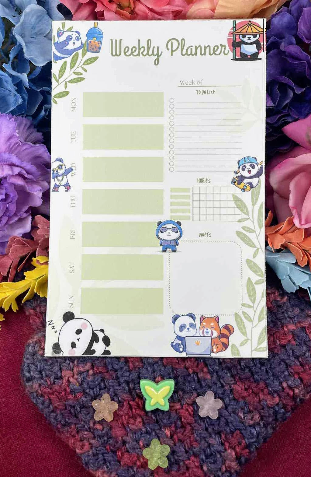 Bamboo &amp; Bubble Tea Weekly Planner Notepad 5.5&quot; x 8.5&quot;