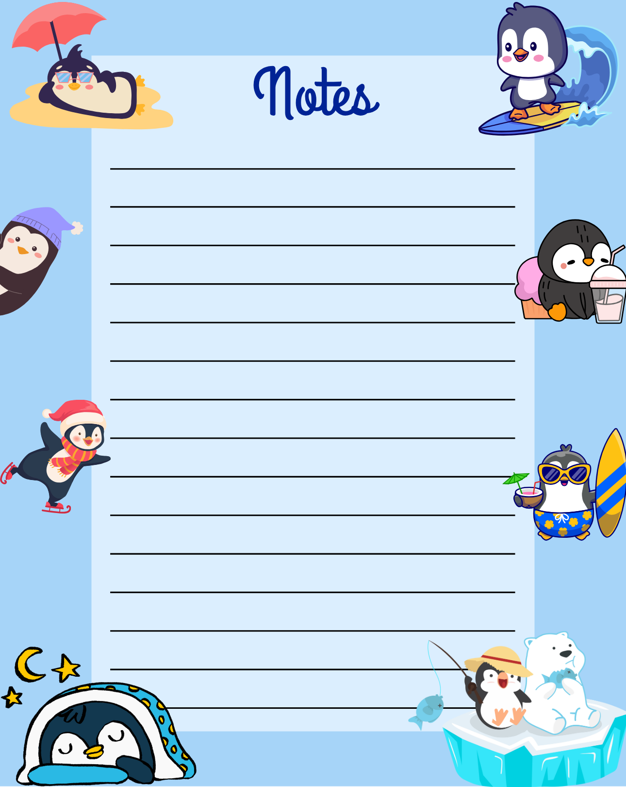Penguin Adventures Notepad