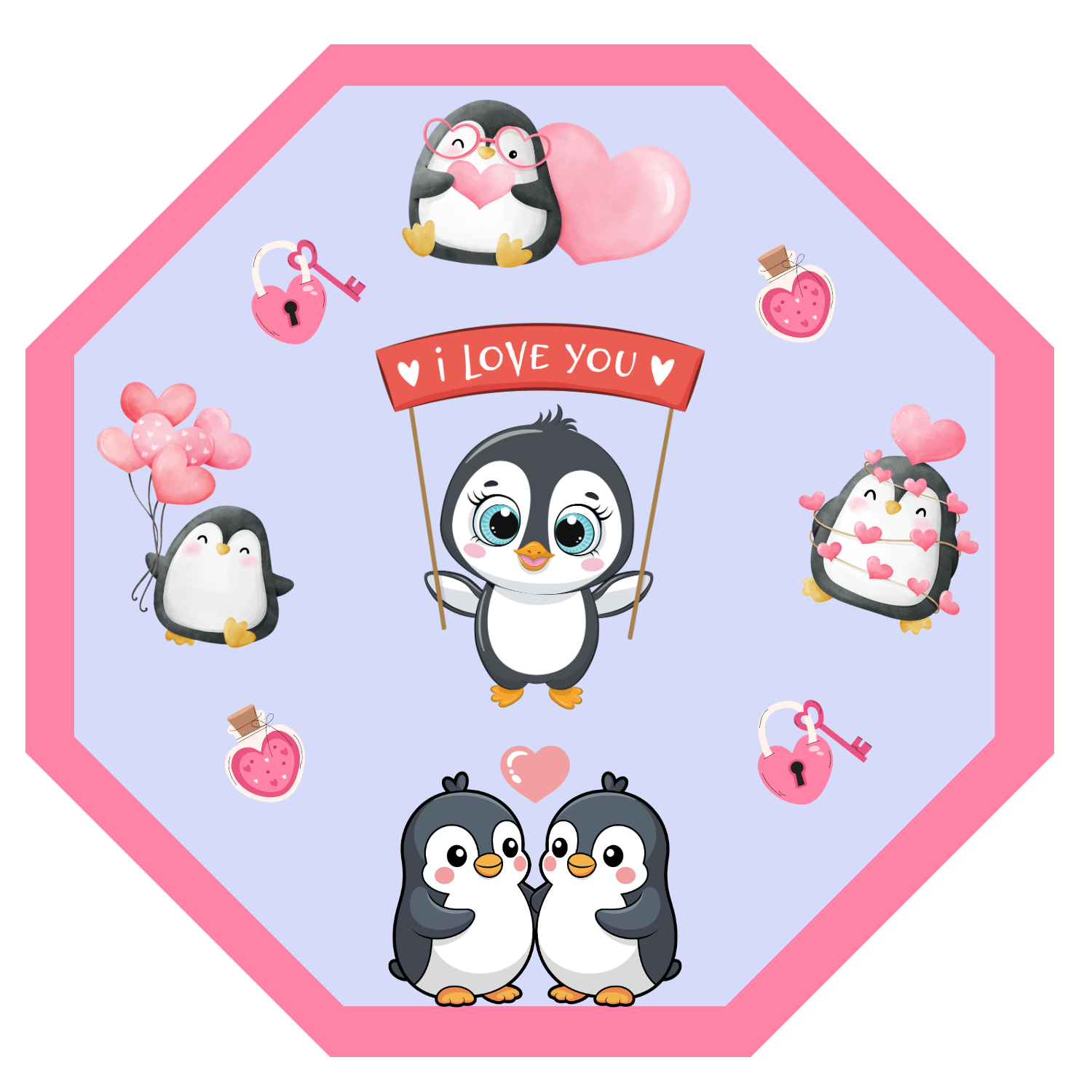Penguin Kisses &amp; Heart Wishes Vinyl Sticker Autumnmist Boutique