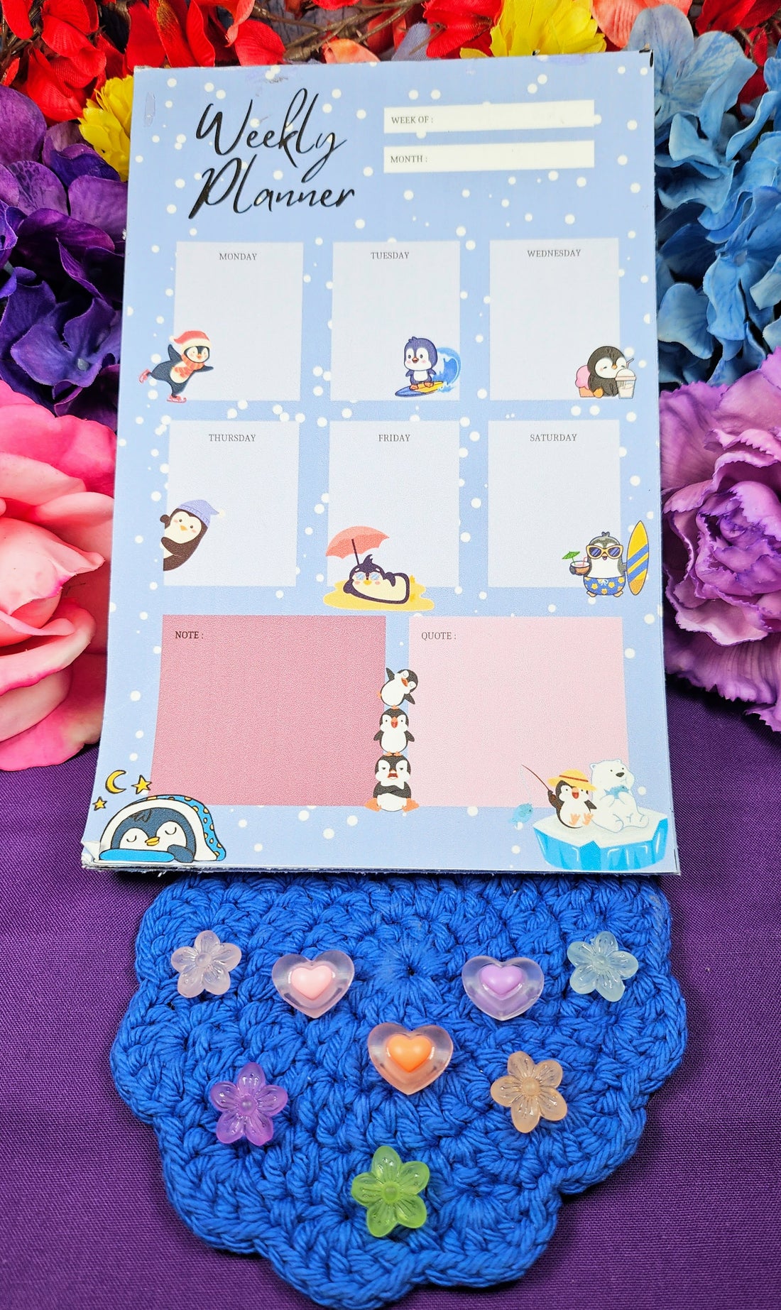 Penguin Parade Weekly Planner Notepad 5.5&quot; x 8.5&quot;