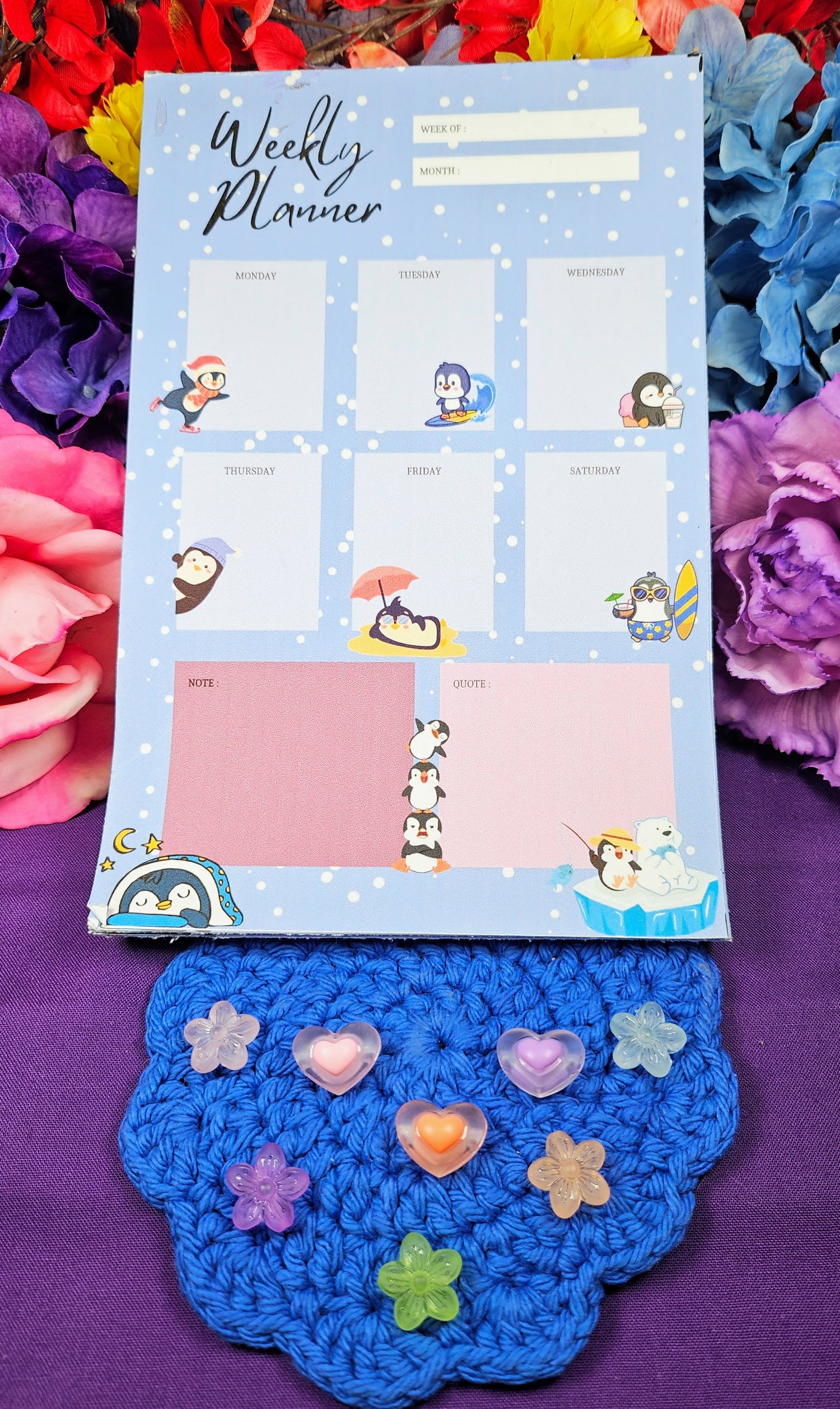 Penguin Parade Weekly Planner Notepad 5.5&quot; x 8.5&quot;