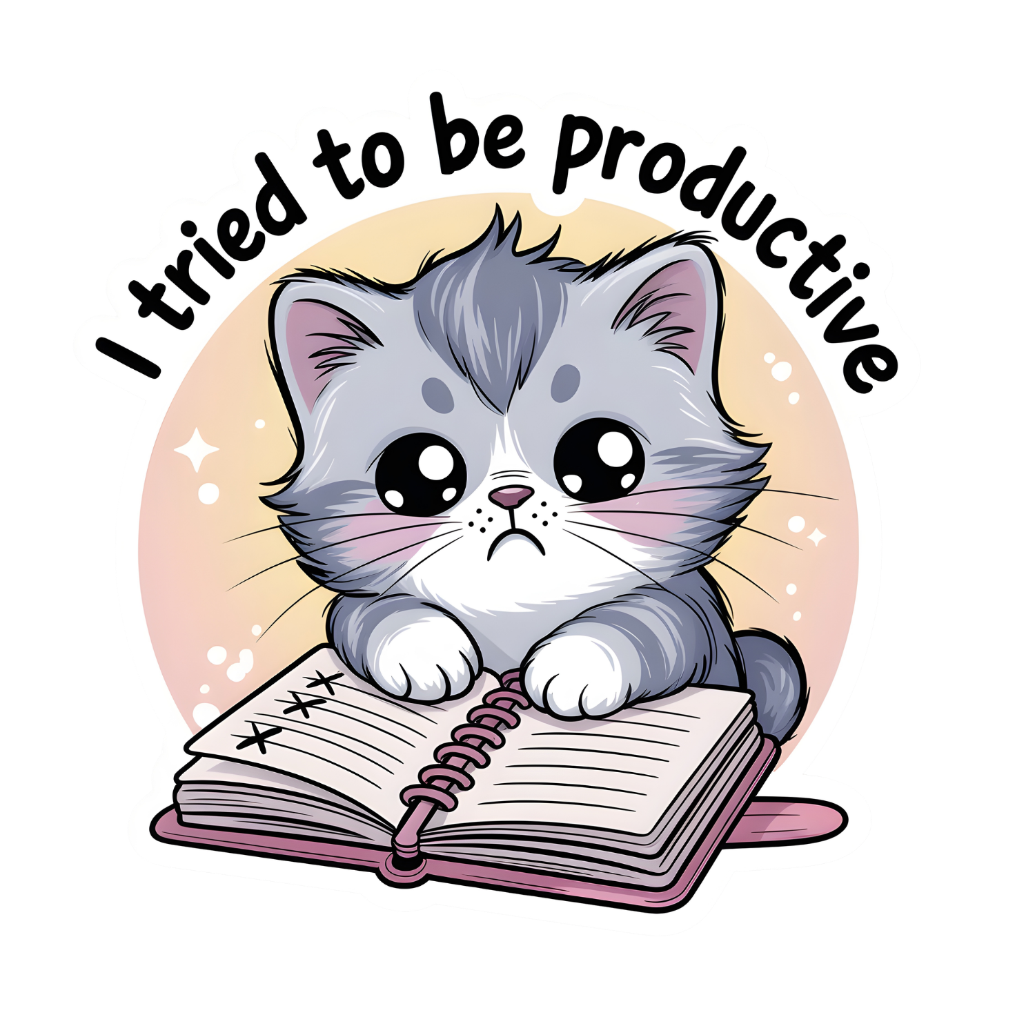 Productive Cat Vinyl Sticker Autumnmist Boutique