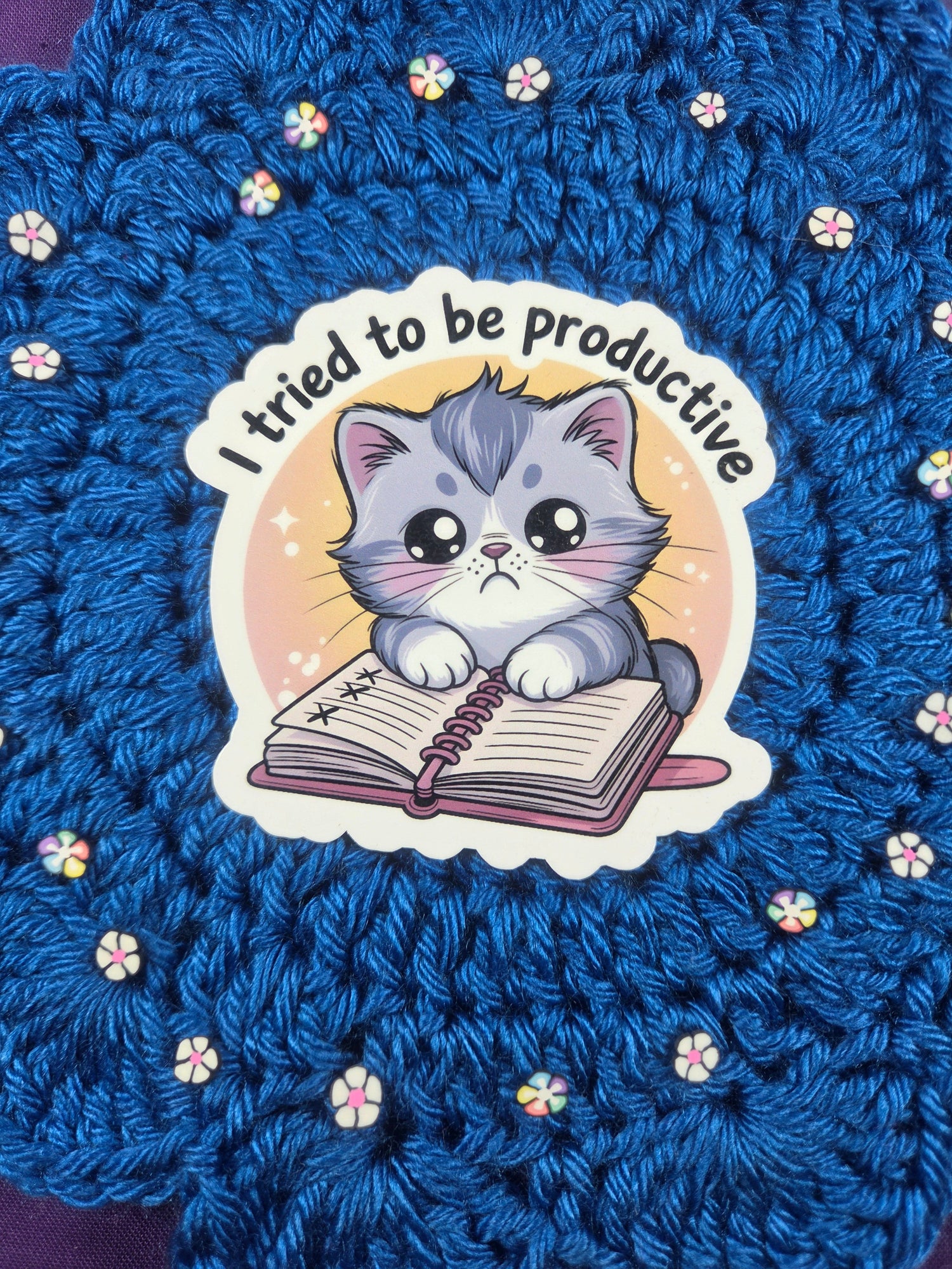 Productive Cat Vinyl Sticker Autumnmist Boutique