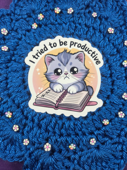 Productive Cat Vinyl Sticker Autumnmist Boutique