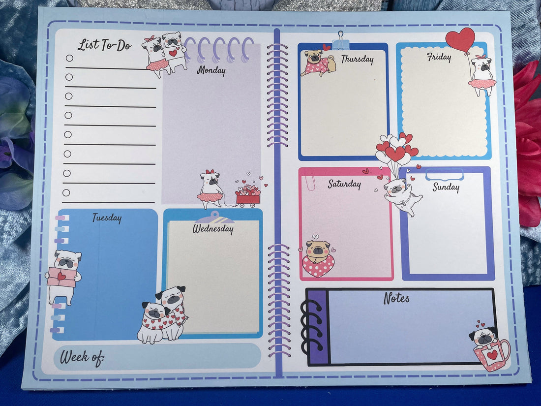 Pug Love Planner Notepad 8.5" x 11" Autumnmist Boutique