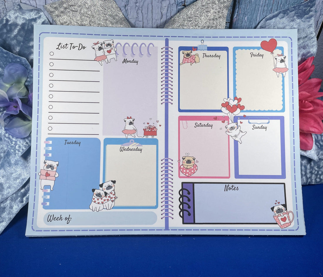 Pug Love Planner Notepad 8.5" x 11" Autumnmist Boutique