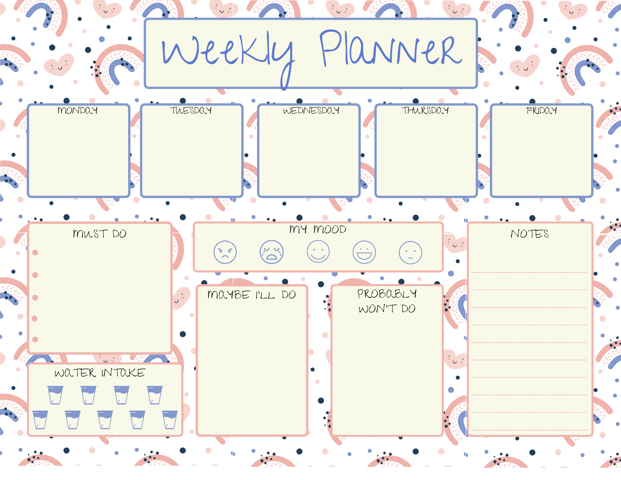 Mood &amp; Magic Weekly Notepad 8.5&quot; x 11&quot; - Bookworm Gift - Notepad