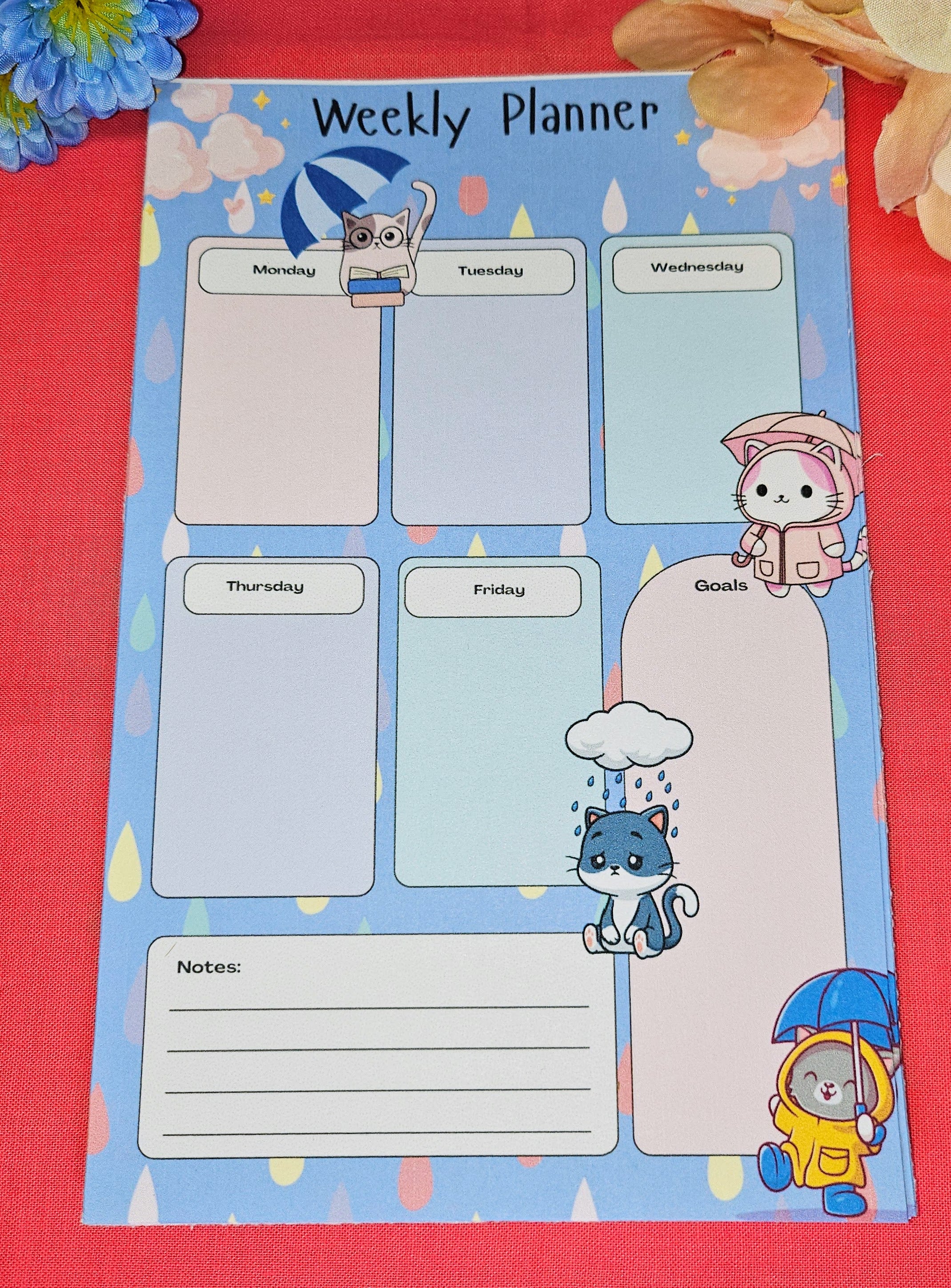 Rainy Paws Weekly Planner Notepad 5.5&quot; x 8.5&quot;