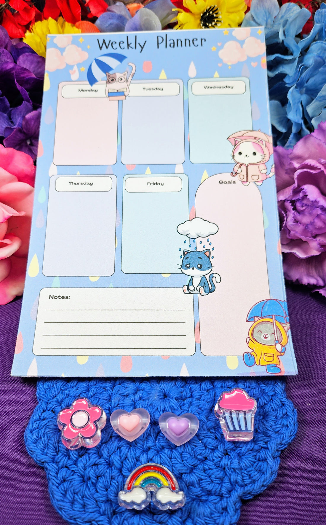 Rainy Paws Weekly Planner Notepad 5.5&quot; x 8.5&quot;