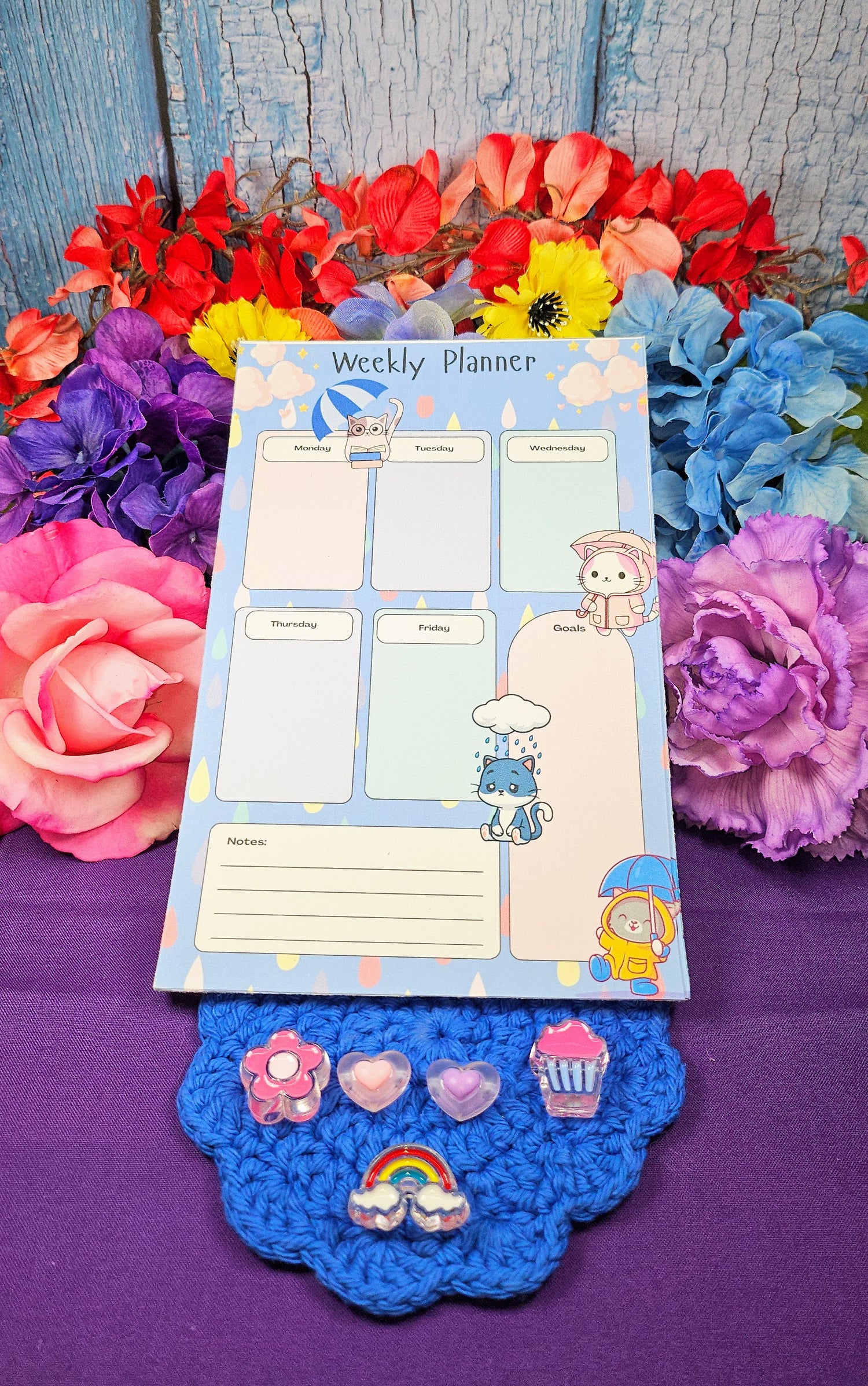 Rainy Paws Weekly Planner Notepad 5.5&quot; x 8.5&quot;