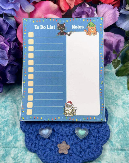 Xmas Cat Happy Holiday To-Do List Notepad 4.25" x 5.5" Autumnmist Boutique