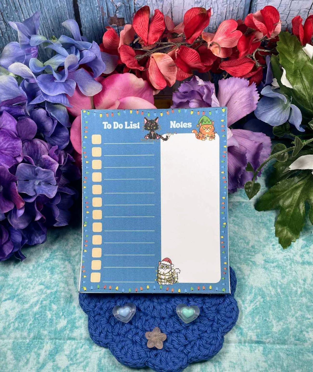 Xmas Cat Happy Holiday To-Do List Notepad 4.25" x 5.5" Autumnmist Boutique