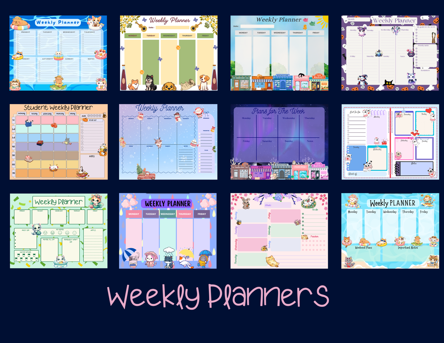 Editable 2026-2027 Academic Calendar, Monthly and Weekly Inserts for 12 months Autumnmist Boutique