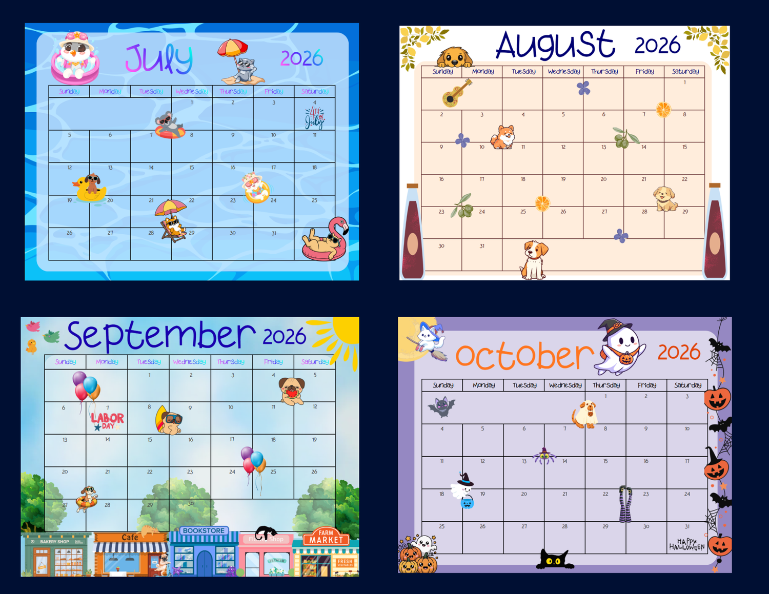 Editable 2026-2027 Academic Calendar, Monthly and Weekly Inserts for 12 months Autumnmist Boutique