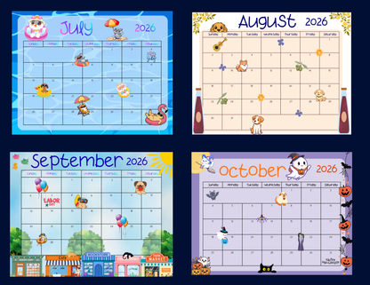 Editable 2026-2027 Academic Calendar, Monthly and Weekly Inserts for 12 months Autumnmist Boutique