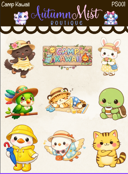Camp Kawaii Vinyl Sticker Sheet Autumnmist Boutique
