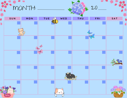 Sweet Paws Parade Blank Calendar Notepad 8.5" x 11" Autumnmist Boutique