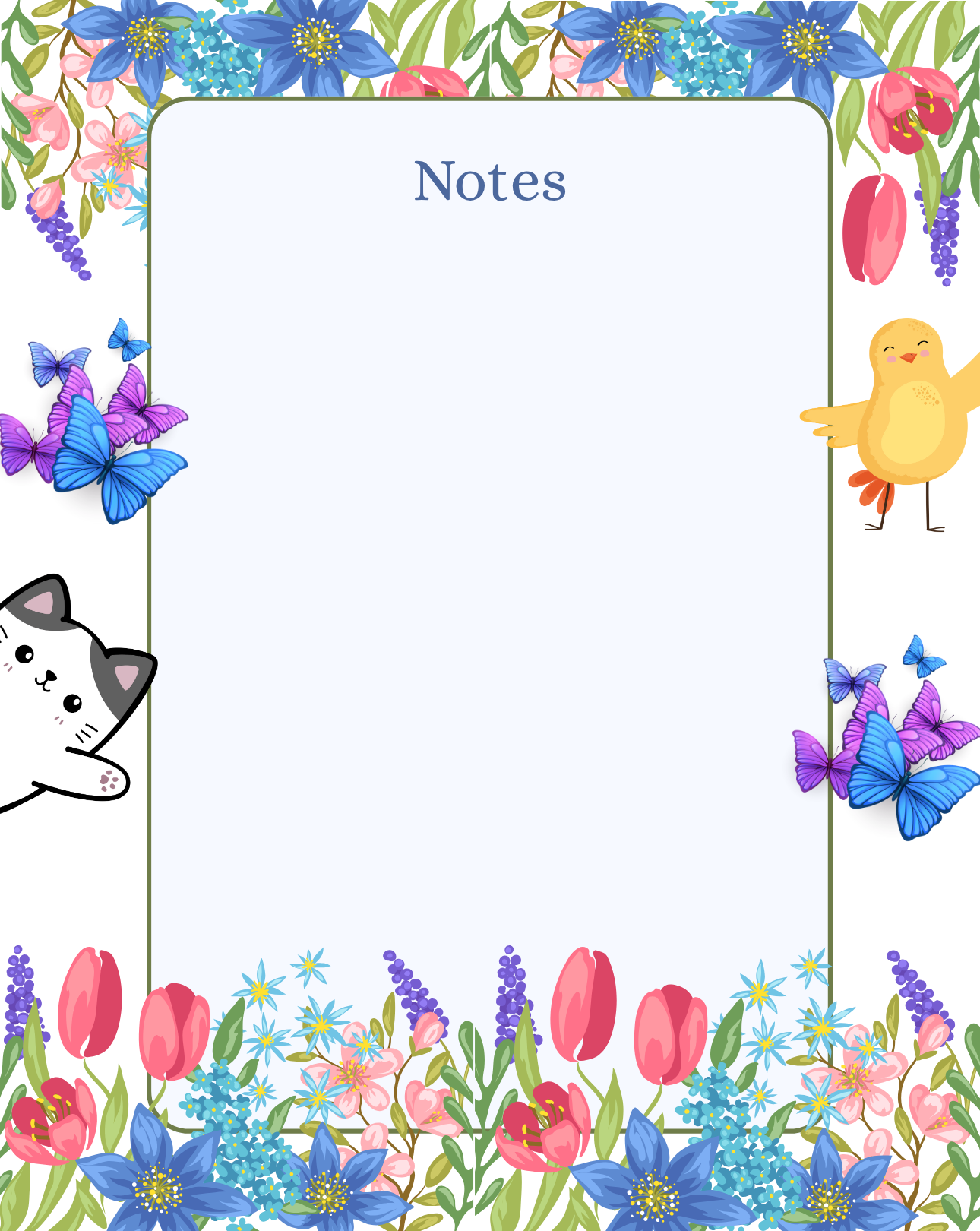 Whimsical Floral Animal Notepad