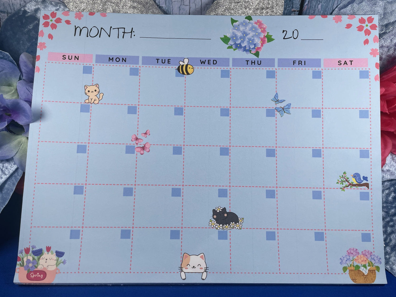 Sweet Paws Parade Blank Calendar Notepad 8.5" x 11" Autumnmist Boutique