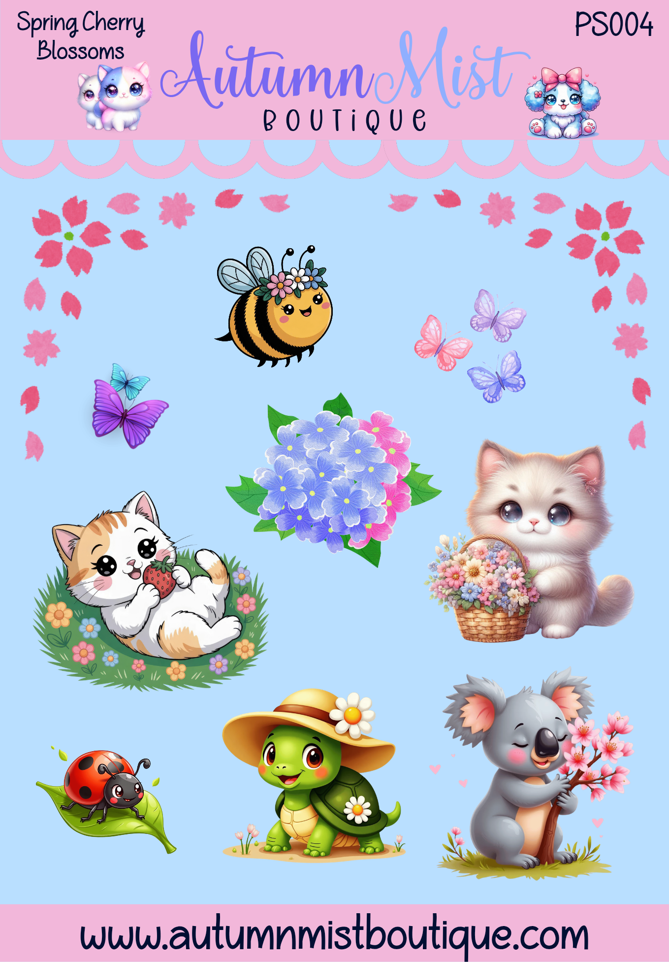 Cherry Blossom Fun Vinyl Sticker Sheet Autumnmist Boutique