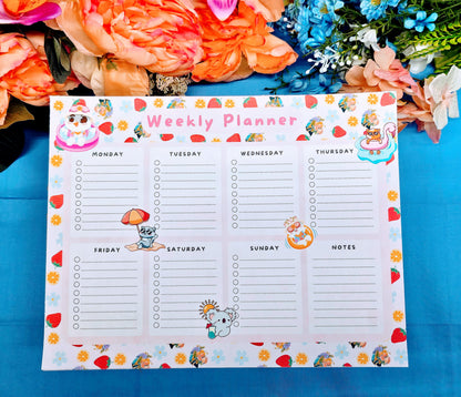 Sunny Paws Weekly Planner Notepad 8.5&quot; x 11&quot; - Bookworm Gift - Notepad