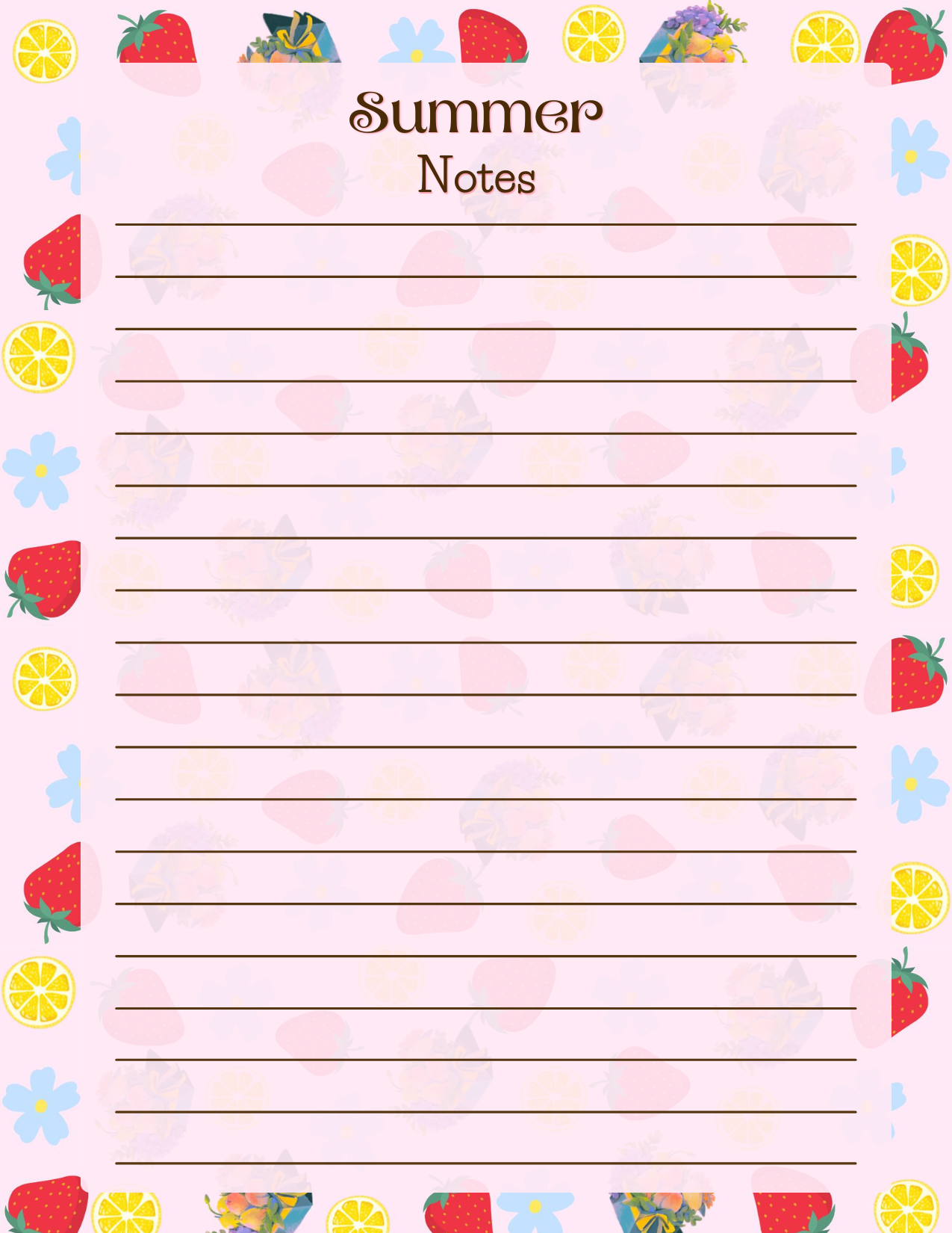 Summer Notes – Fruit Basket Notepad
