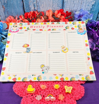 Sunny Paws Weekly Planner Notepad 8.5&quot; x 11&quot; - Bookworm Gift - Notepad