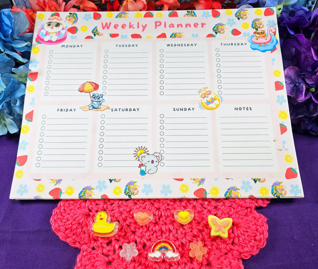 Sunny Paws Weekly Planner Notepad 8.5&quot; x 11&quot; - Bookworm Gift - Notepad