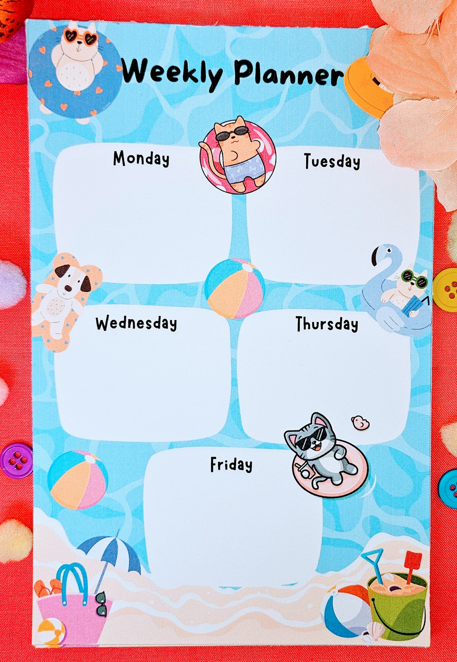 Poolside Pals Daily Planner Notepad 5.5&quot; x 8.5&quot;