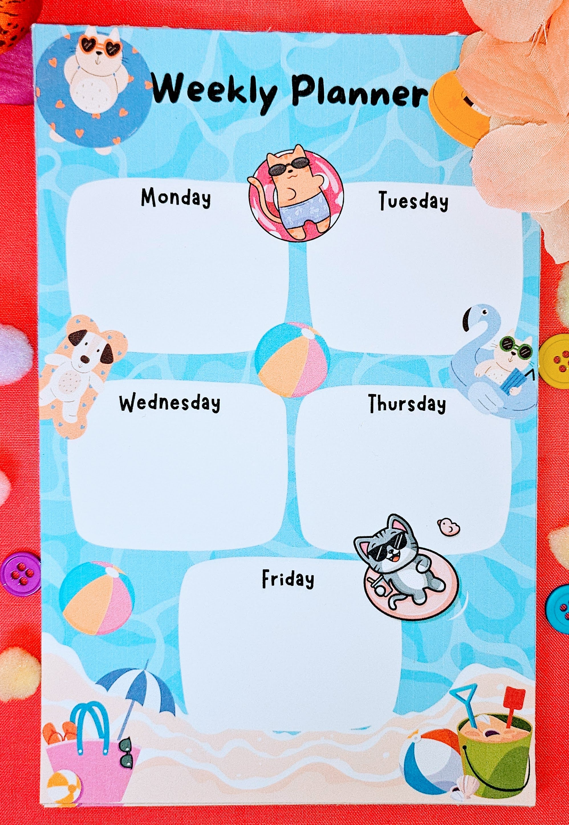 Poolside Pals Daily Planner Notepad 5.5&quot; x 8.5&quot;
