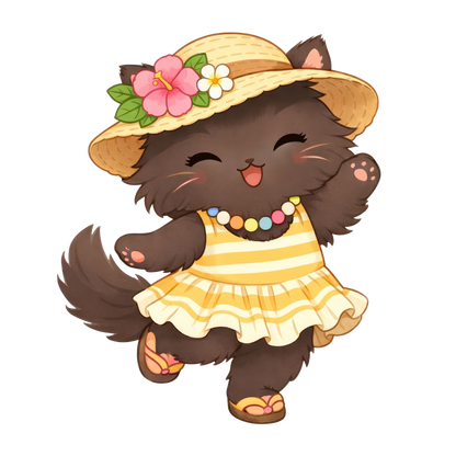 Sun-Kissed Dancing Cat Vinyl Sticker Autumnmist Boutique