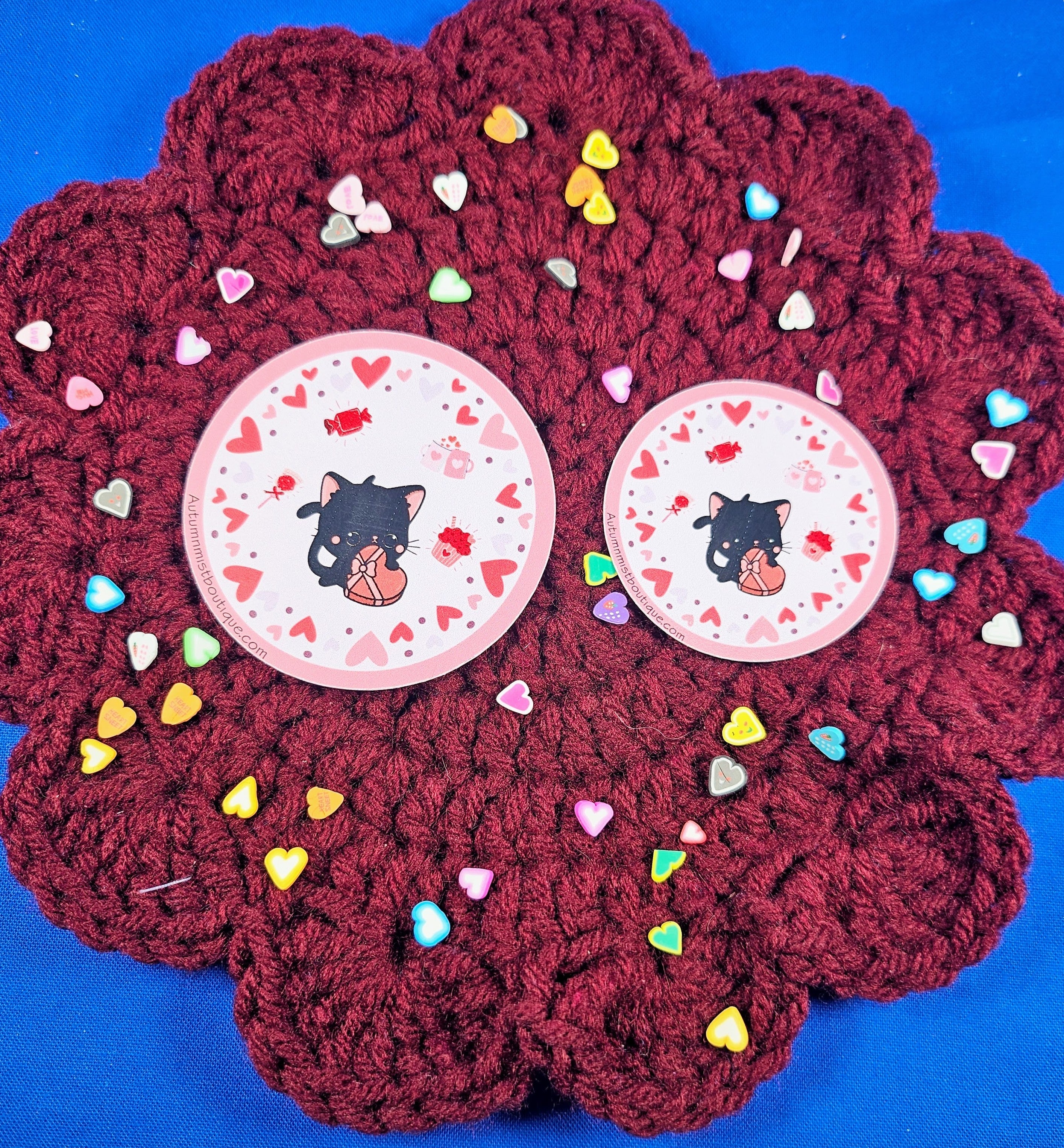 Valentine Whiskers Vinyl Sticker Autumnmist Boutique