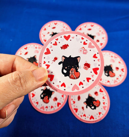 Valentine Whiskers Vinyl Sticker Autumnmist Boutique