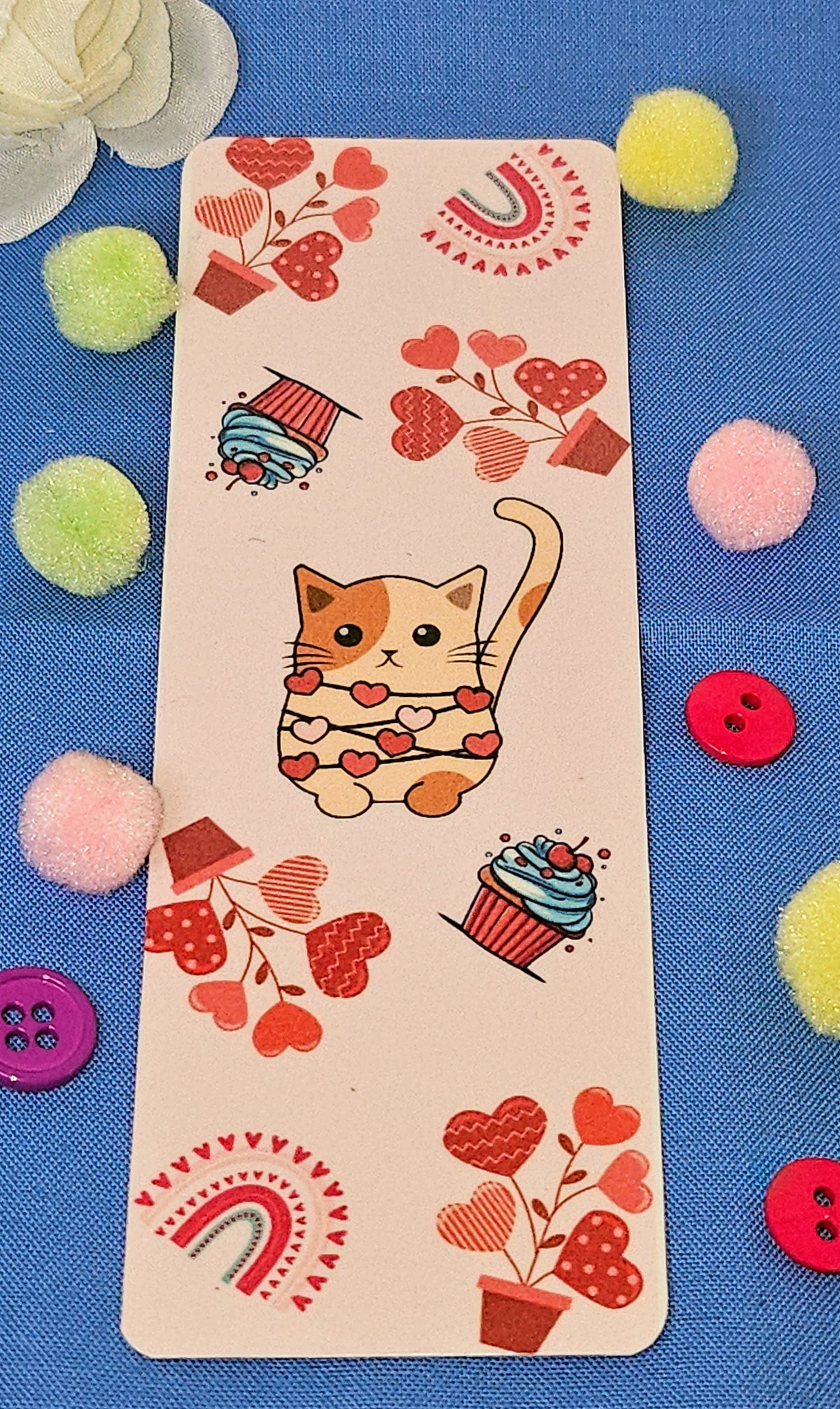 Sweetheart Cat Bookmark — Cozy Confections Edition