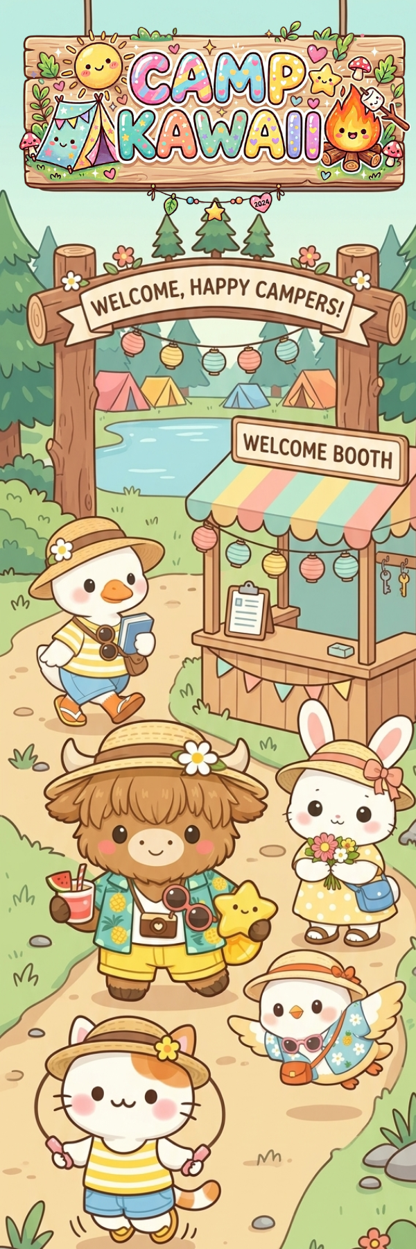 Camp Kawaii Welcome Laminated Bookmark Autumnmist Boutique