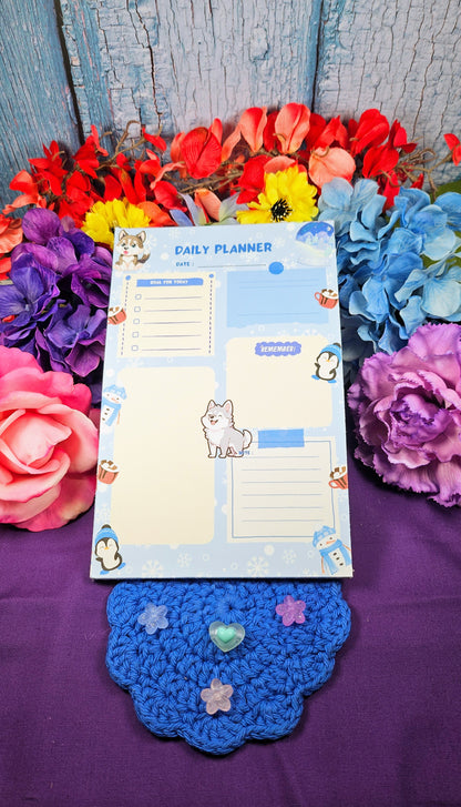 Hot Cocoa &amp; Huskies Daily Planner Notepad 5.5&quot; x 8.5&quot;