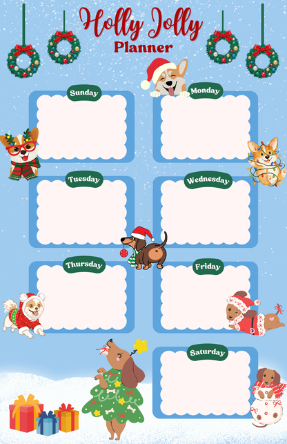 Festive Dog Planner holiday cover design