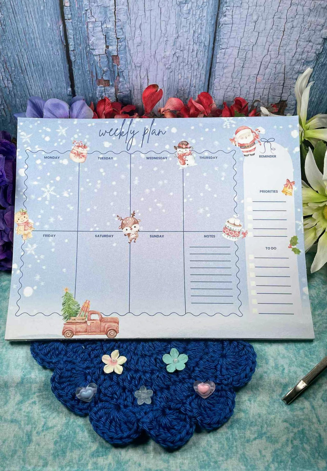Xmas Fun Large Planner Notepad 8.5&quot; x 11&quot; - Bookworm Gift - Notepad Autumnmist Boutique