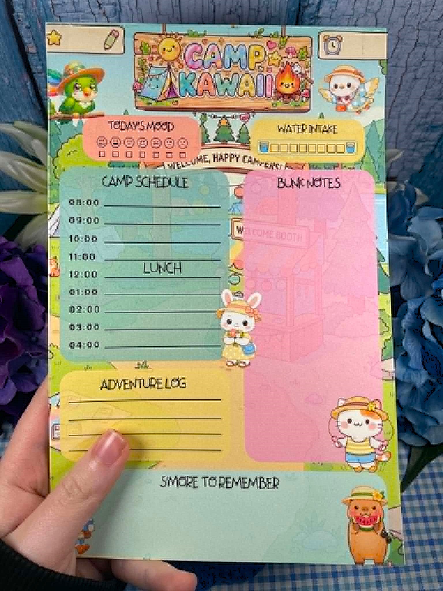 Camp Kawaii Daily Adventure Planner Notepad 5.5" x 8.5" Autumnmist Boutique
