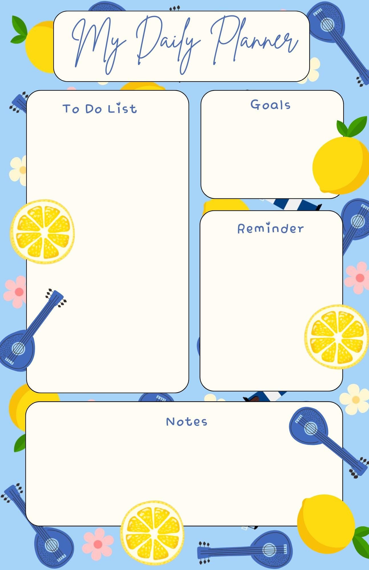 Mediterranean Daily Planner Notepad 5.5" x 8.5"