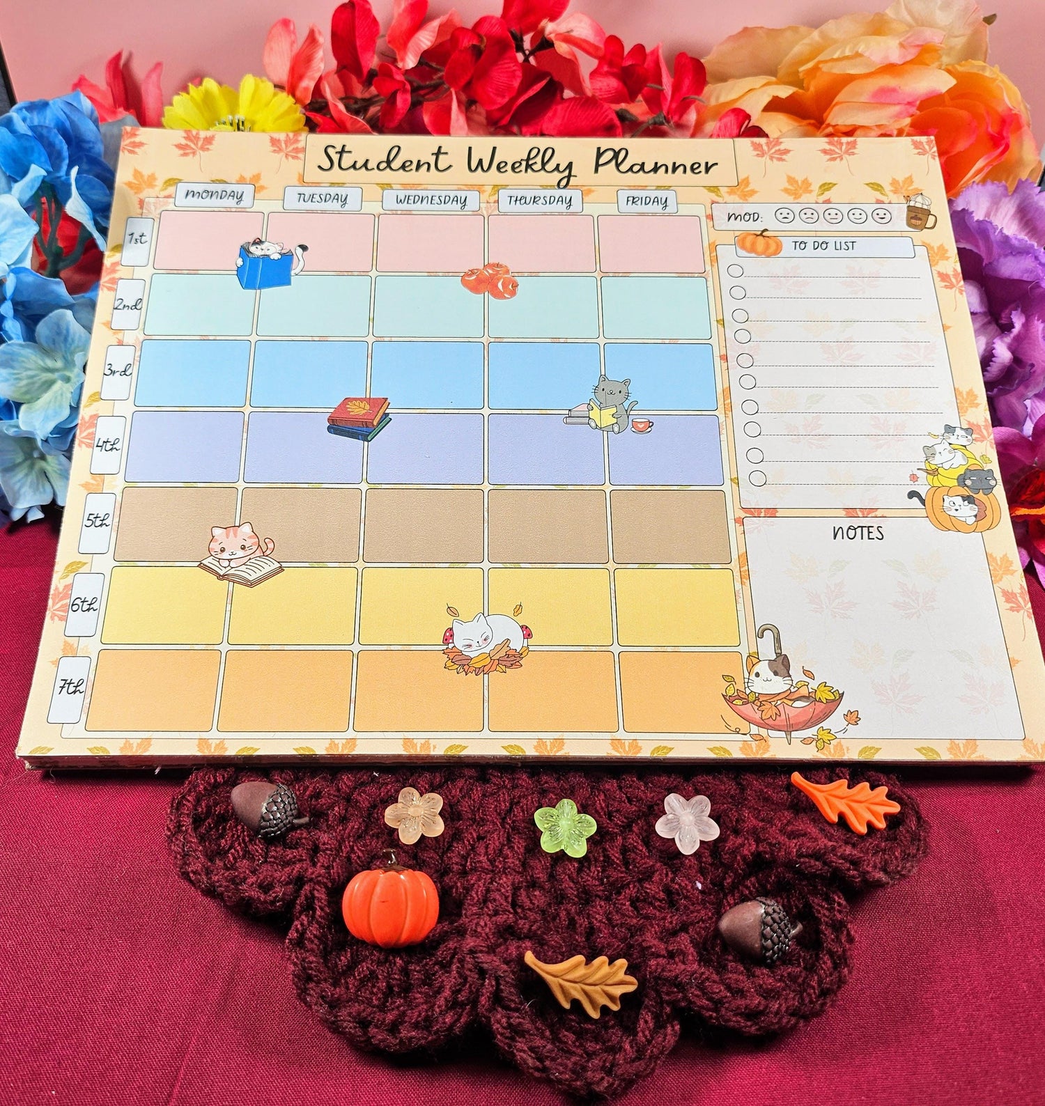 Pumpkin &amp; Paws Weekly Notepad 8.5" x 11" - Bookworm Gift - Notepad