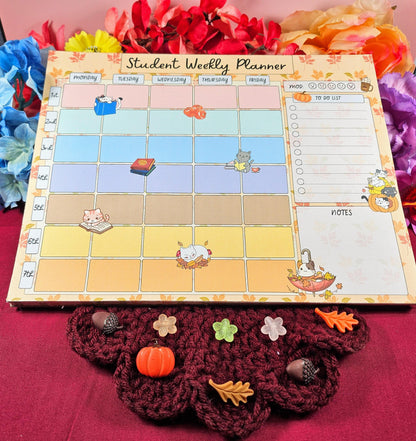 Pumpkin &amp; Paws Weekly Notepad 8.5" x 11" - Bookworm Gift - Notepad