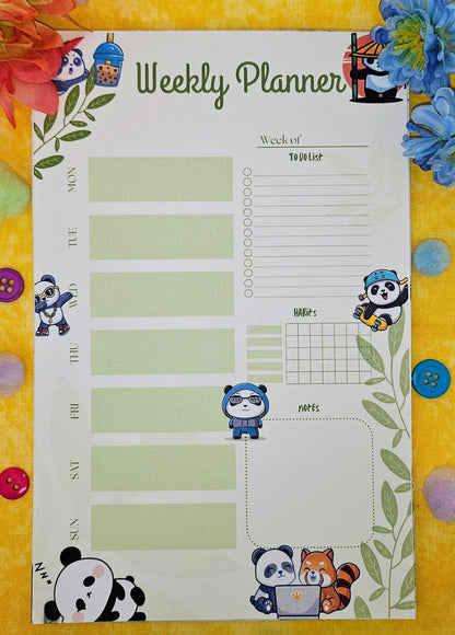 Bamboo &amp; Bubble Tea Weekly Planner Notepad 5.5" x 8.5"